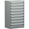 Rousseau Metal Modular Storage Drawer Cabinet 36x24x60, 9 Drawers (1 Size) w/o Divider, w/Lock, Gray