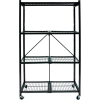 Origami R5-01W General Purpose Collapsible Shelf With Wheels, 4 Tier Steel