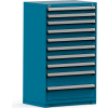 Rousseau Modular Storage Drawer Cabinet 36x24x60, 10 Drawers (3 Sizes) w/o Divider, w/Lock, Blue