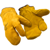 3-Finger Leather Mitt, Gold - Large