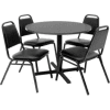 Regency Table and Chair Set - 36" Round - Mocha Walnut Table / Black Vinyl Chairs