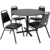Regency Table and Chair Set - 42" Round - Mocha Walnut Table / Black Vinyl Chairs