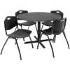 Regency Table and Chair Set - 42" Round - Mocha Walnut Table / Black Plastic Chairs