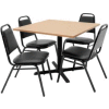 Regency Table and Chair Set - 36" Square - Beige Table / Black Vinyl Chairs