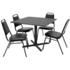 Regency Table and Chair Set - 36" Square - Gray Table / Black Vinyl Chairs