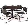 Regency Table and Chair Set - 36" Square - Mocha Walnut Table / Black Wide Plastic Chairs