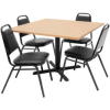 Regency Table and Chair Set - 42" Square - Beige Table / Black Vinyl Chairs