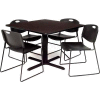 Regency Table and Chair Set - 42" Square - Gray Table / Black Plastic Chairs