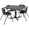 Regency Table and Chair Set - 42" Square - Mocha Walnut Table / Black Plastic Chairs