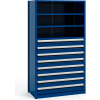Steel Shelving 48"Wx24"Dx87"H Closed 5 Shelf 8 Drawer Avalanche Blue