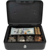 Royal Sovereign Full-Size Cash Box RSCB-200, 6-Compartment, Tray, 9-13/16"Wx7-3/8"D x 3-7/8"H Black