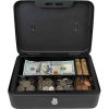 Royal Sovereign Full-Size Cash Box RSCB-200, 6-Compartment, Tray, 9-13/16"Wx7-3/8"D x 3-7/8"H Black