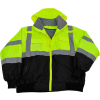 Petra Roc Waterproof Bomber Jacket W/Removable Fleece Liner, ANSI Class 3, Lime/Black, 2XL