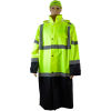 Petra Roc 48&quot; Two Tone Waterproof Rain Coat, ANSI Class 3, Lime/Black, Size 2XL