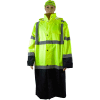 Petra Roc 48" Two Tone Waterproof Rain Coat, ANSI Class 3, Lime/Black, Size XL