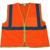 Petra Roc Safety Vest, ANSI Class 2, Zipper Closure, Polyester Mesh, Orange, 2XL/3XL