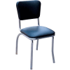 Black Retro Chrome Kitchen Chair with 1" Pulled Seat