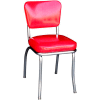 Cracked Ice Red Retro Chrome Kitchen Chair with 2" Box Seat