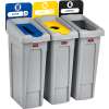 Rubbermaid Slim Jim Recycling Station, Landfill/Paper/Bottles & Cans, (3) 23 Gallon - 2007917