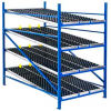 UNEX Gravity Flow Roller Rack with Wheel Bed Starter 48"W x 96"D x 84"H with 4 Levels