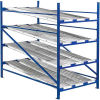 UNEX Gravity Flow Roller Rack Knuckled Span-Track Wheel bed Starter 96"W x 96"D x 84"H with 4 Levels