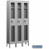 See-Through Metal Locker S-61365 - Single Tier 3 Wide 12"W x 15"D x 72"H Gray Unassembled