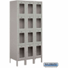 Four Tier 12 Door See-Through Metal Locker, 12"Wx18"Dx18"H, Gray, Assembled