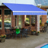 Awntech SCR12-12-BBW, Retractable Awning Right Motor 12'W x 10'D x 10"H Blue/White