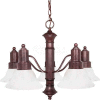 Satco 60/191 Gotham 5 Light 25" Chandelier w/ Alabaster Glass Bell Shades Old Bronze