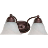 Satco 60-345 Empire 2 Light - 15" - Vanity w/ Alabaster Glass Bell Shades Old Bronze