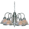 Satco 76-444 5 Light - 22" - Chandelier - With Clear Ribbed Shades Brushed Nickel