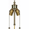 Satco 80-1763 2 Light Pull Chain Cluster w/ Solid Polished Brass Socket