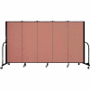 Screenflex 5 Panel Portable Room Divider, 5'H x 9'5"W, Fabric Color: Cranberry