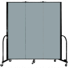 Screenflex Portable Room Divider - 3 Panel - 6'H x 5'9"W -  Grey Stone