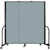 Screenflex Portable Room Divider - 3 Panel - 6'H x 5'9"W - Grey Stone