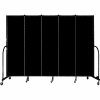 Screenflex 5 Panel Portable Room Divider, 6'8"H x 9'5"L, Fabric Color: Charcoal Black