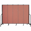 Screenflex 5 Panel Portable Room Divider, 6'8"H x 9'5"L, Fabric Color: Cranberry