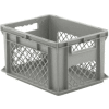 SSI Schaefer Euro-Fix Solid Base/Mesh Sides Container EF4221 - 16" x 12" x 9", Gray - Pkg Qty 12