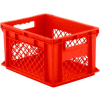 SSI Schaefer Euro-Fix Solid Base/Mesh Sides Container EF4221 - 16" x 12" x 9", Red - Pkg Qty 12