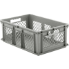 SSI Schaefer Euro-Fix Solid Base/Mesh Sides Container EF6221 - 24" x 16" x 8", Gray - Pkg Qty 6