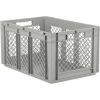 SSI Schaefer Euro-Fix Solid Base/Mesh Sides Container EF6321 - 24" x 16" x 13", Gray - Pkg Qty 4