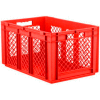 SSI Schaefer Euro-Fix Solid Base/Mesh Sides Container EF6321 - 24" x 16" x 13", Red - Pkg Qty 4