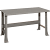 Shureshop® Adjustable Height Stationary Bench - Painted Steel Top 72" x 29" - Sebring Grey