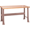 Shureshop® Adjustable Height Stationary Bench - Maple Top 72" x 30" - Pewter Grey