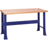 Shureshop® Adjustable Height Stationary Bench - Maple Top 72" x 30" - St. Louis Blue