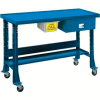 Shure Portable Oversized Teardown or Fluid Containment Bench, 60"W x 32"D x 29-40"H, Blue