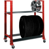 2 Tier Tire Cart- 54-3/4"W x 25-5/8"D x 62"H-Carmine Red