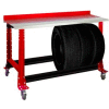Tire Cart w/ Stainless Steel Bench Top 54-1/2"W x 25-5/8"D x 41"H-Carmine Red