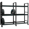 Tire Rack-2 sect./3 tiers, stationary, 120"W x 25-5/8"D x 96-3/4"H-Gloss Black
