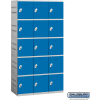 Salsbury Plastic Locker, Five Tier, 3 Wide, 12-3/4"W x 18"D x 14-5/8"H, Blue, Assembled
